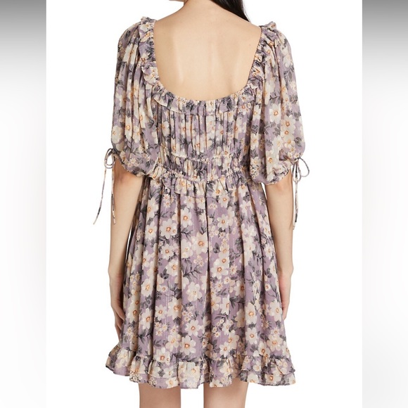 En Saison Floral Peasant-Sleeve Minidress - Picture 3 of 8